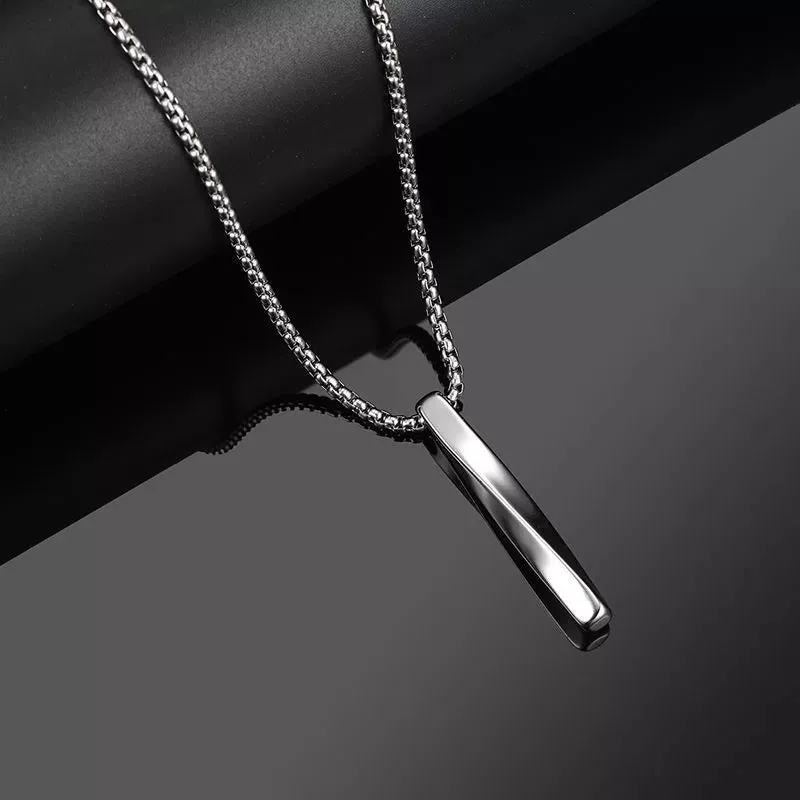 Stainless Steel Twisted Bar Minimalist Pendant Necklace 27