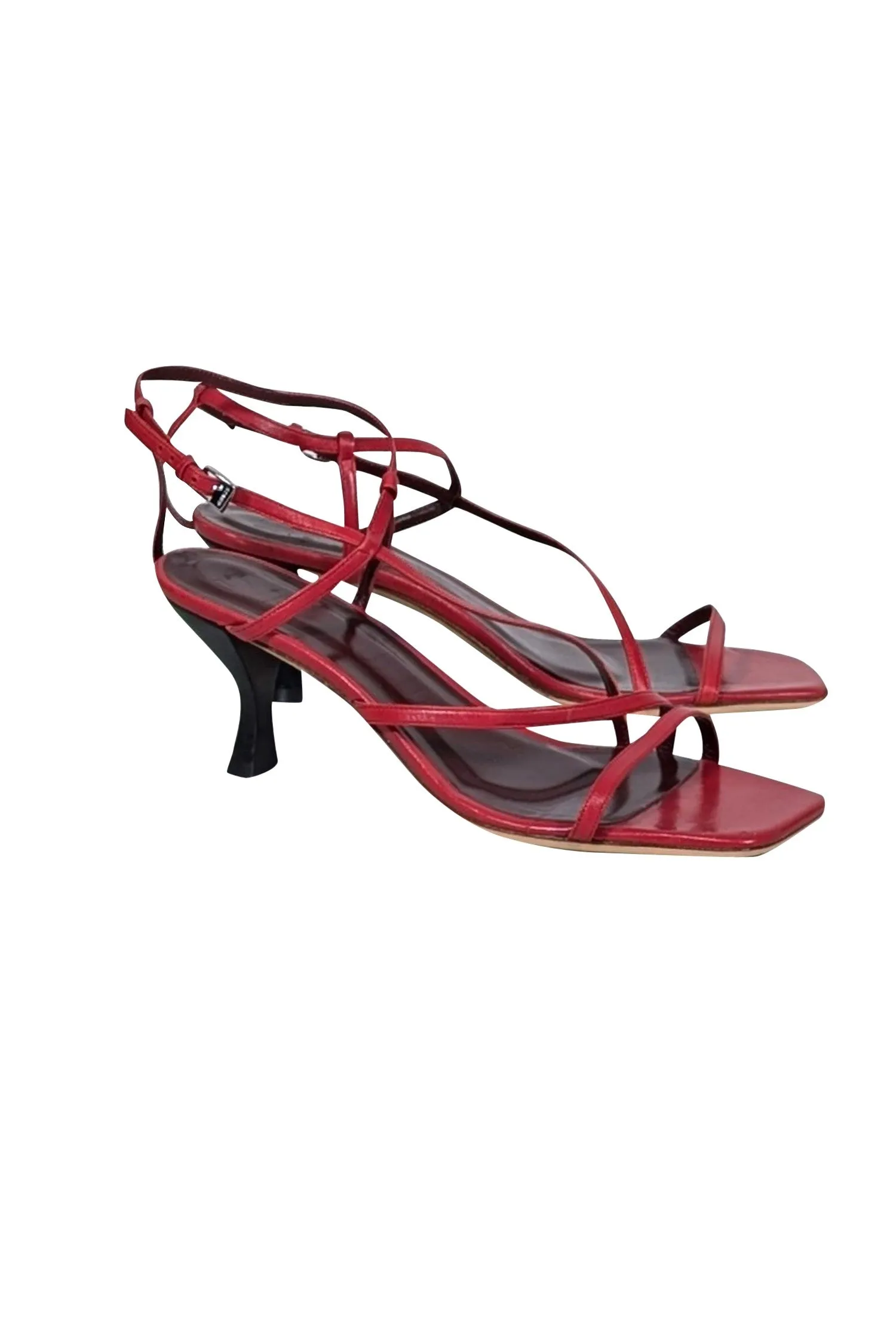 Staud - Red Square Toe Strappy Kitten Heel Sz 12