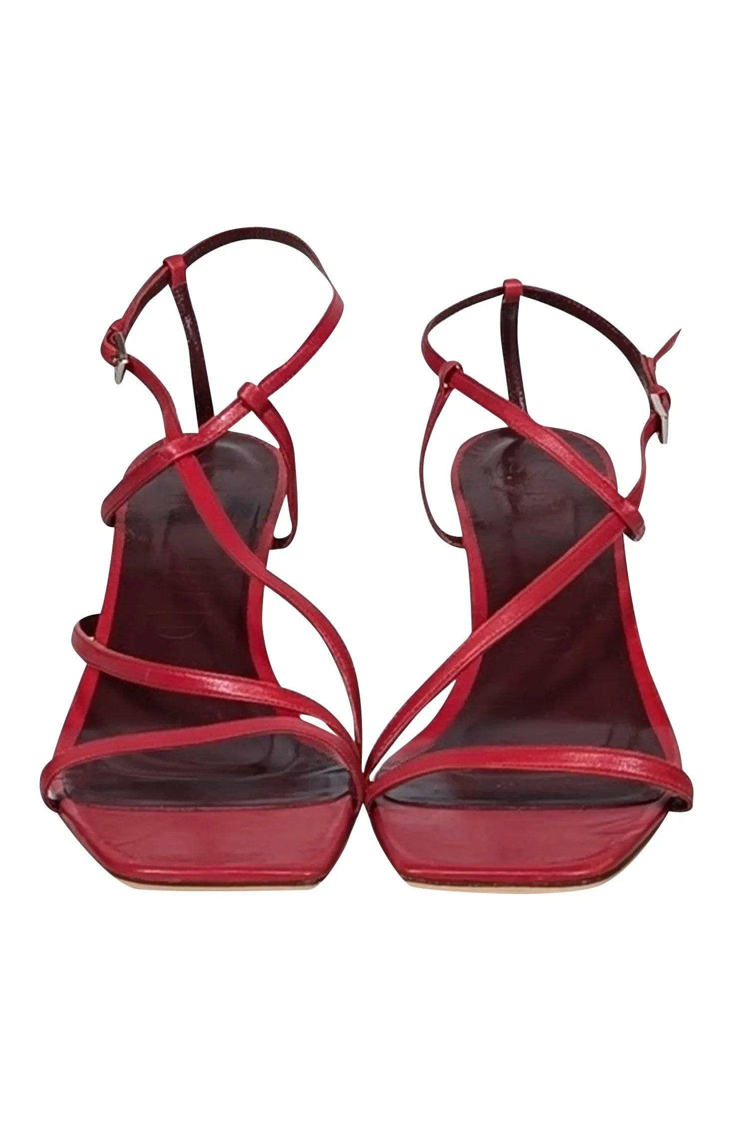 Staud - Red Square Toe Strappy Kitten Heel Sz 12