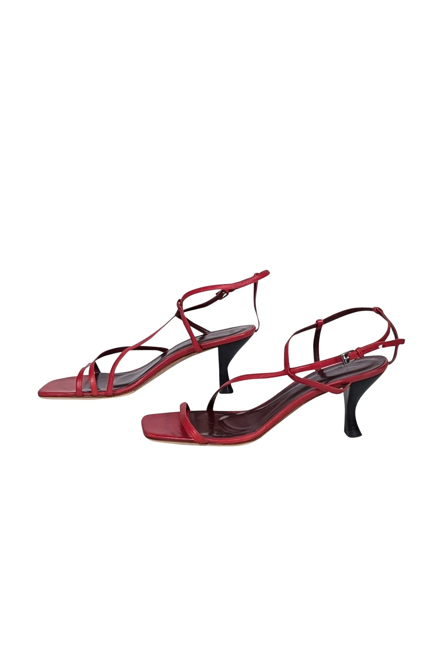 Staud - Red Square Toe Strappy Kitten Heel Sz 12