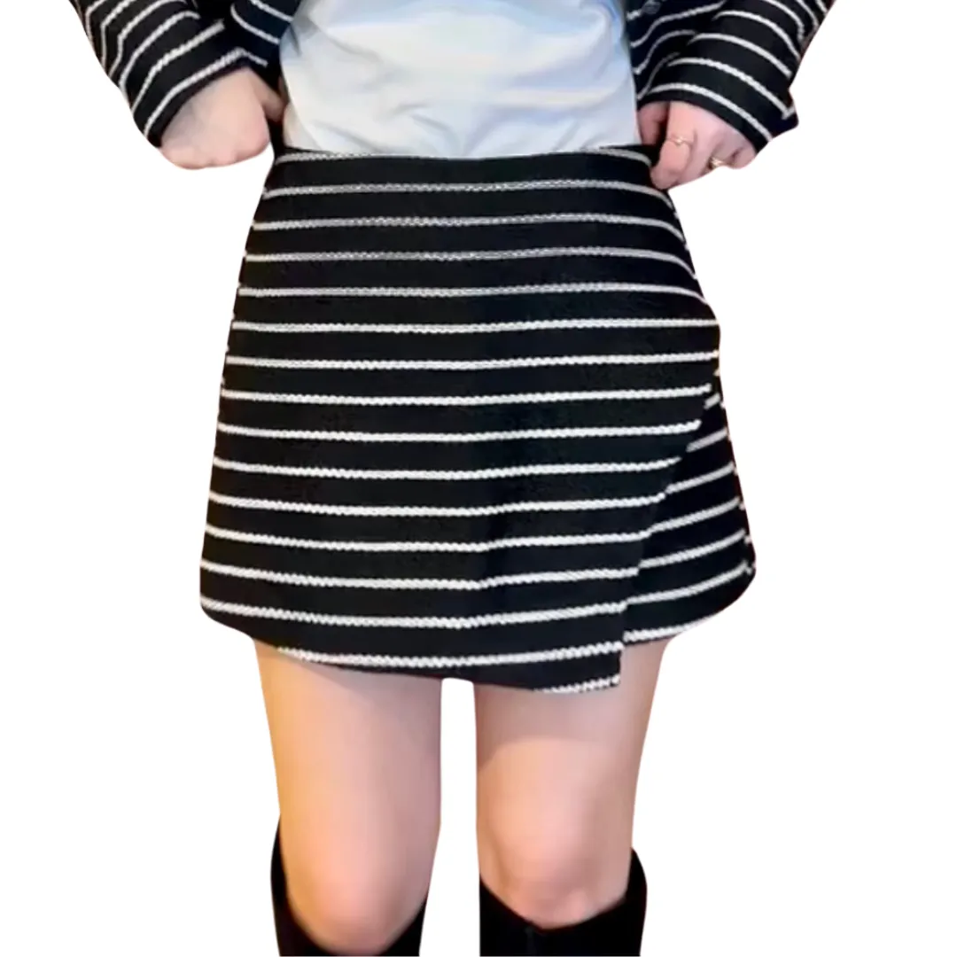 STRIPED TWEED SKORT