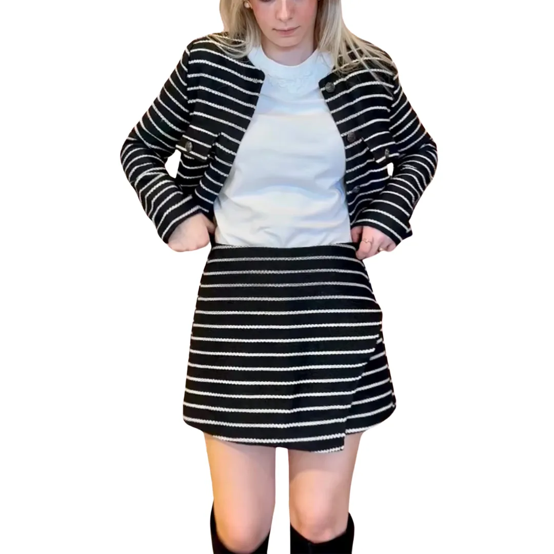 STRIPED TWEED SKORT