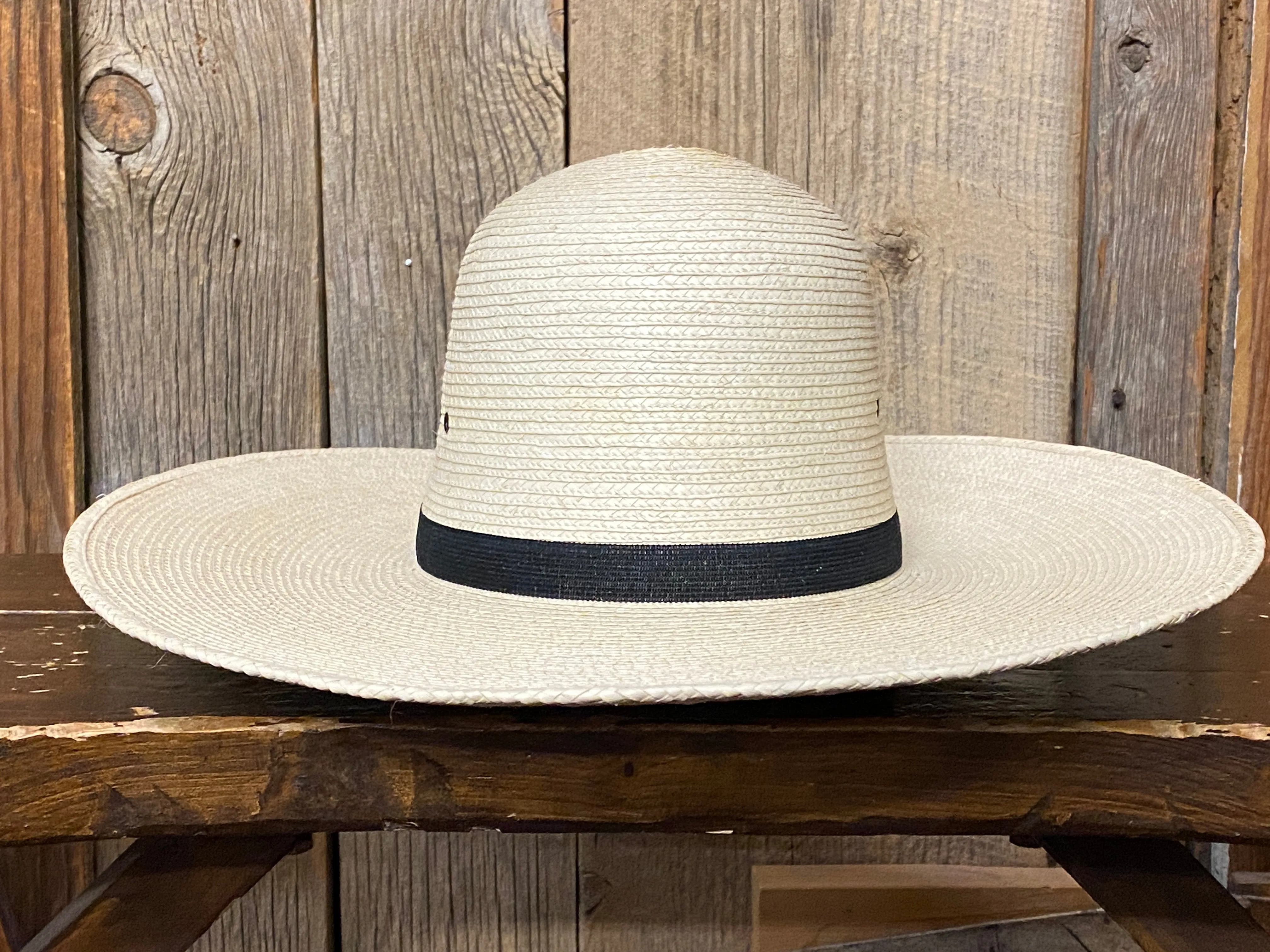 SunBody Open Crown 5 Brim Natural Palm Leaf Straw Cowboy Hat