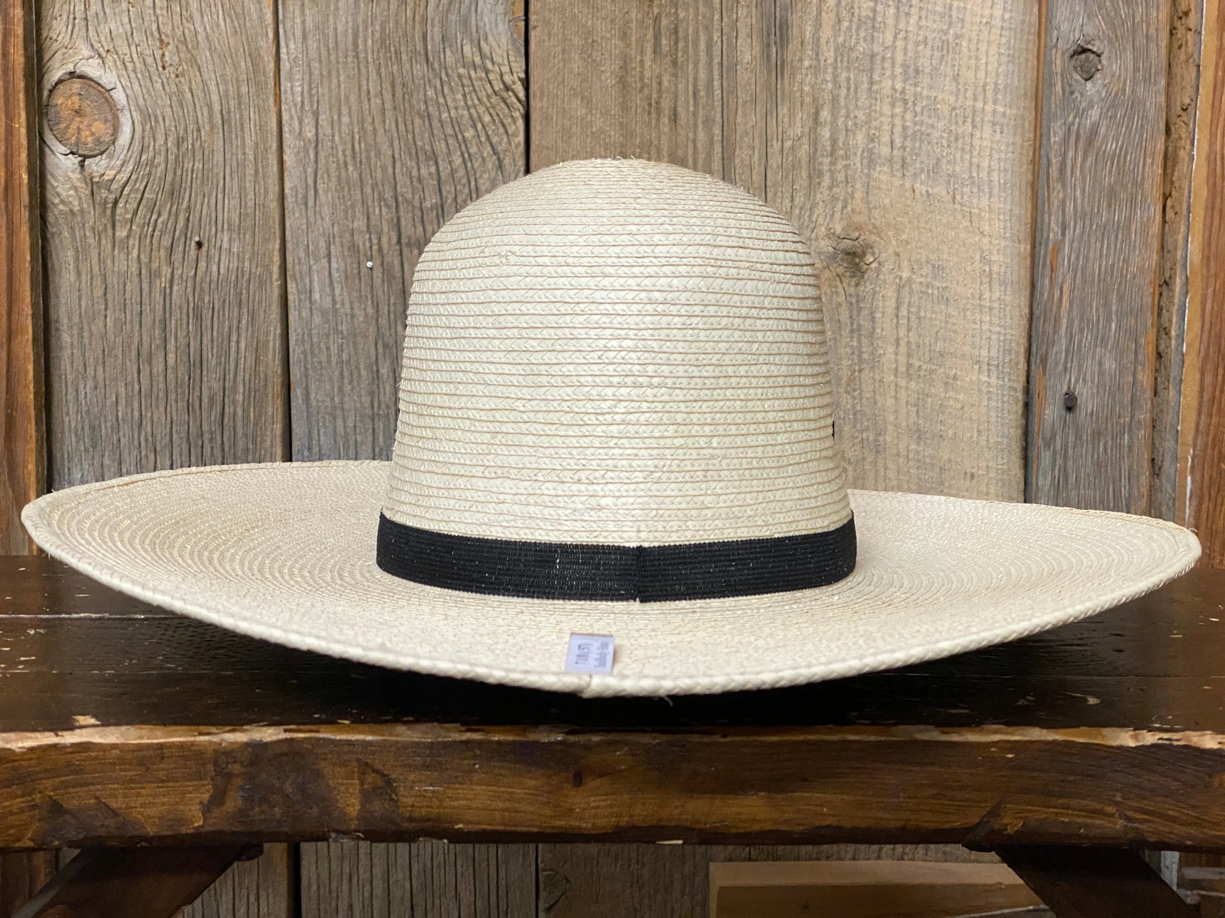 SunBody Open Crown 5 Brim Natural Palm Leaf Straw Cowboy Hat