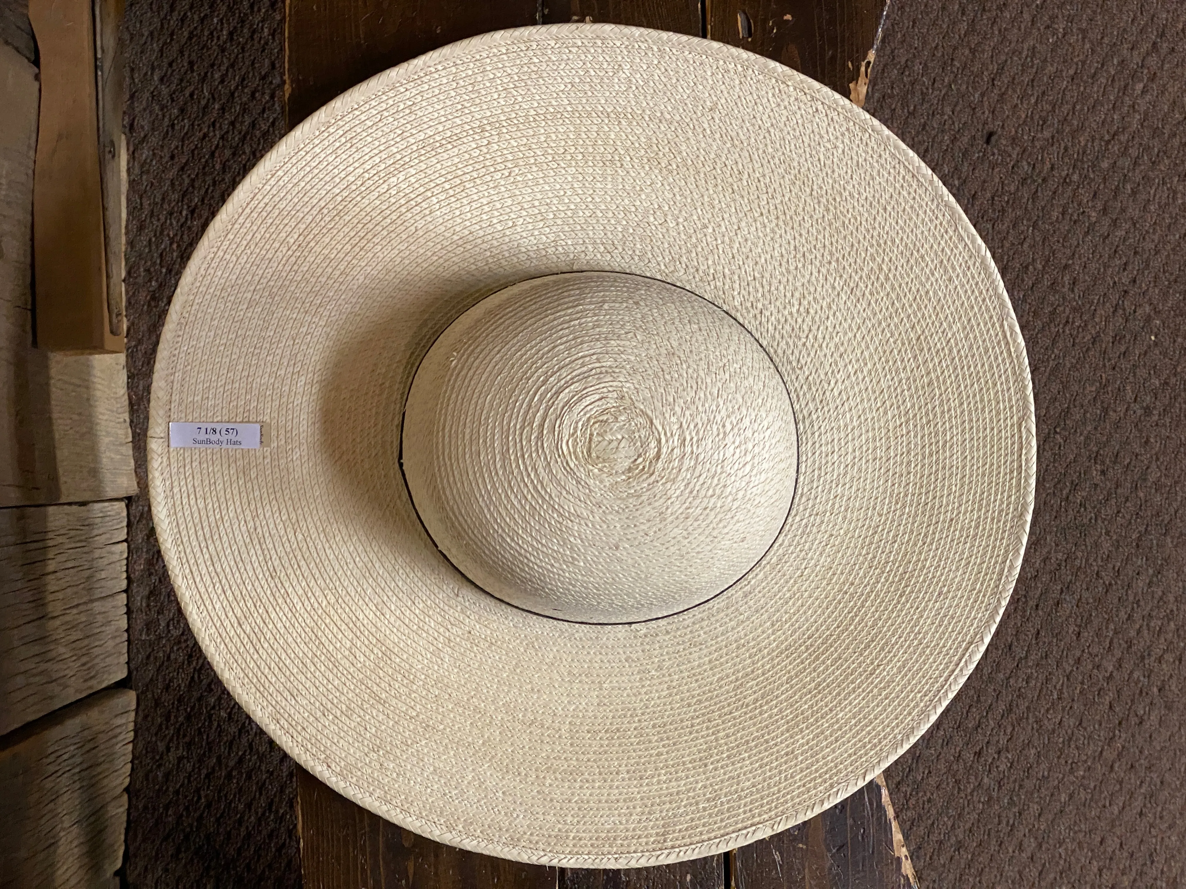 SunBody Open Crown 5 Brim Natural Palm Leaf Straw Cowboy Hat