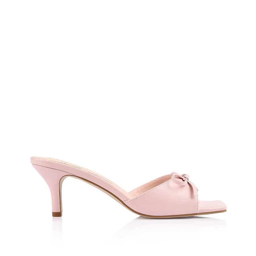 Tay Kitten Heel Mules - Blush Pink