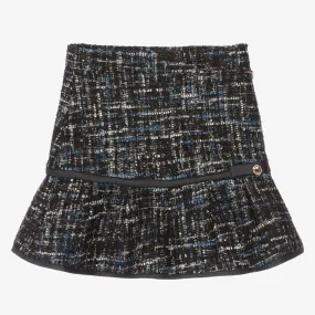 Teen Girls Navy Blue Tweed Skirt