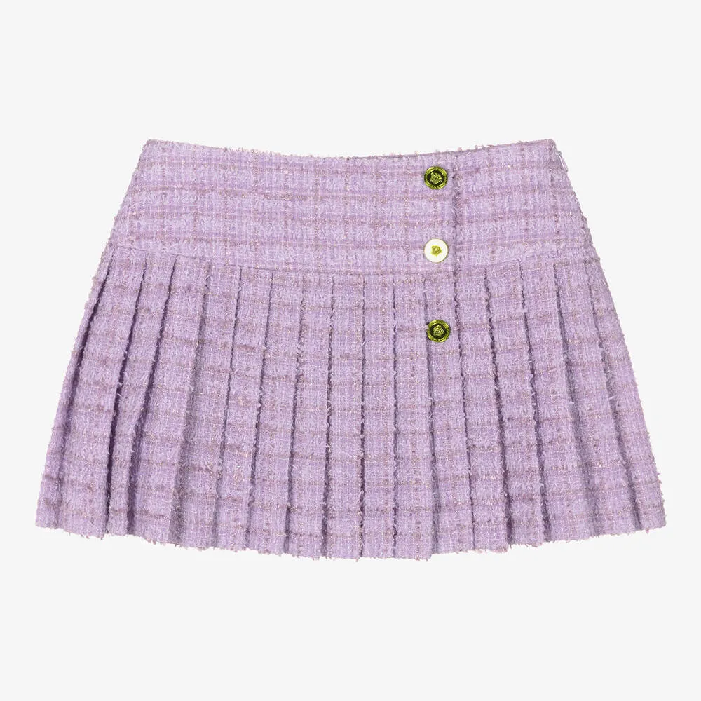 Teen Girls Purple Tweed Medusa Skirt 