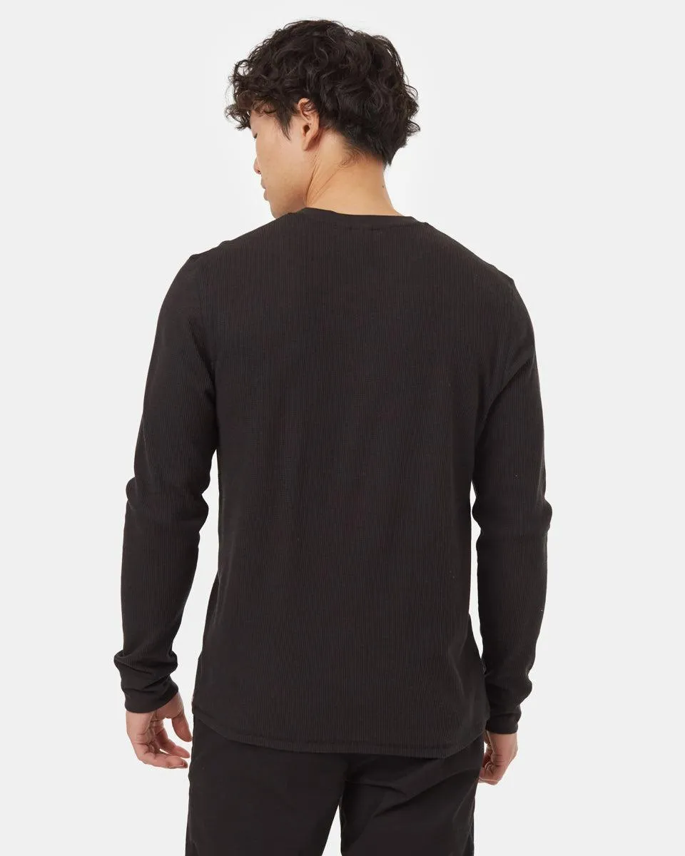 Tentree TreeWaffle Henley Longsleeve In Meteorite Black