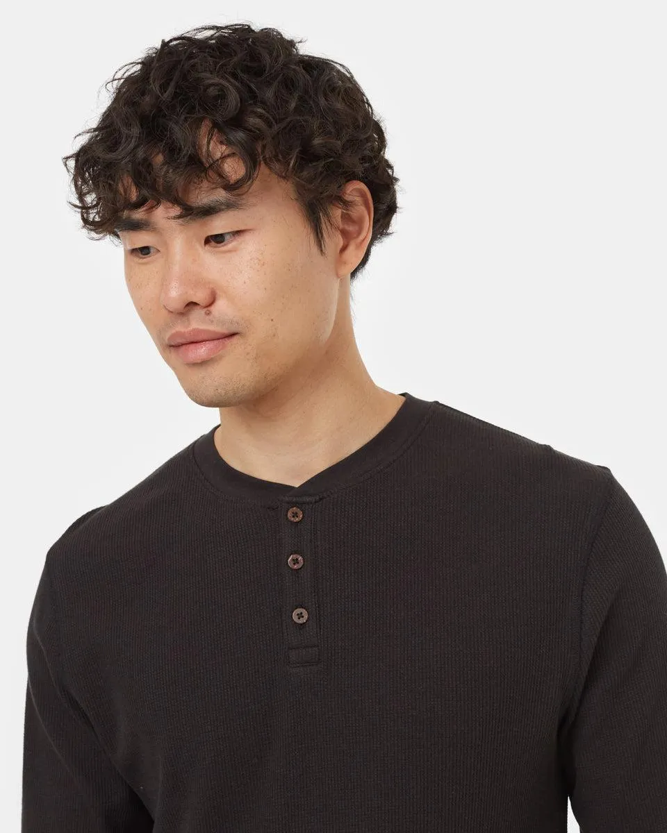 Tentree TreeWaffle Henley Longsleeve In Meteorite Black