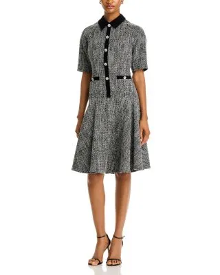 Teri Jon by Rickie Freeman Metallic Tweed Dress