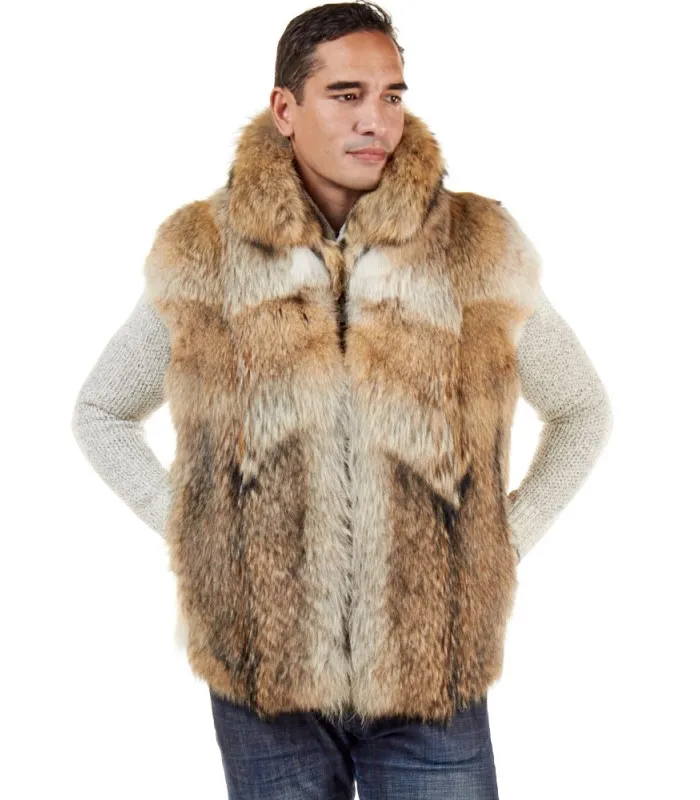 The Ethan Coyote Fur Vest for Men: FurHatWorld.com