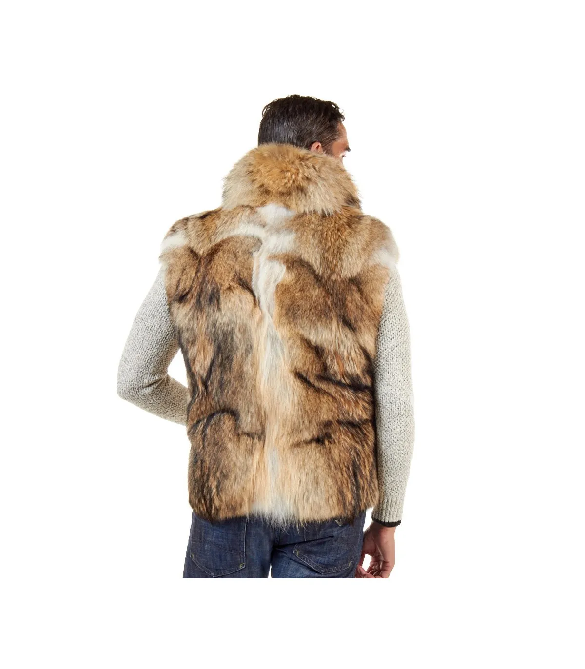 The Ethan Coyote Fur Vest for Men: FurHatWorld.com