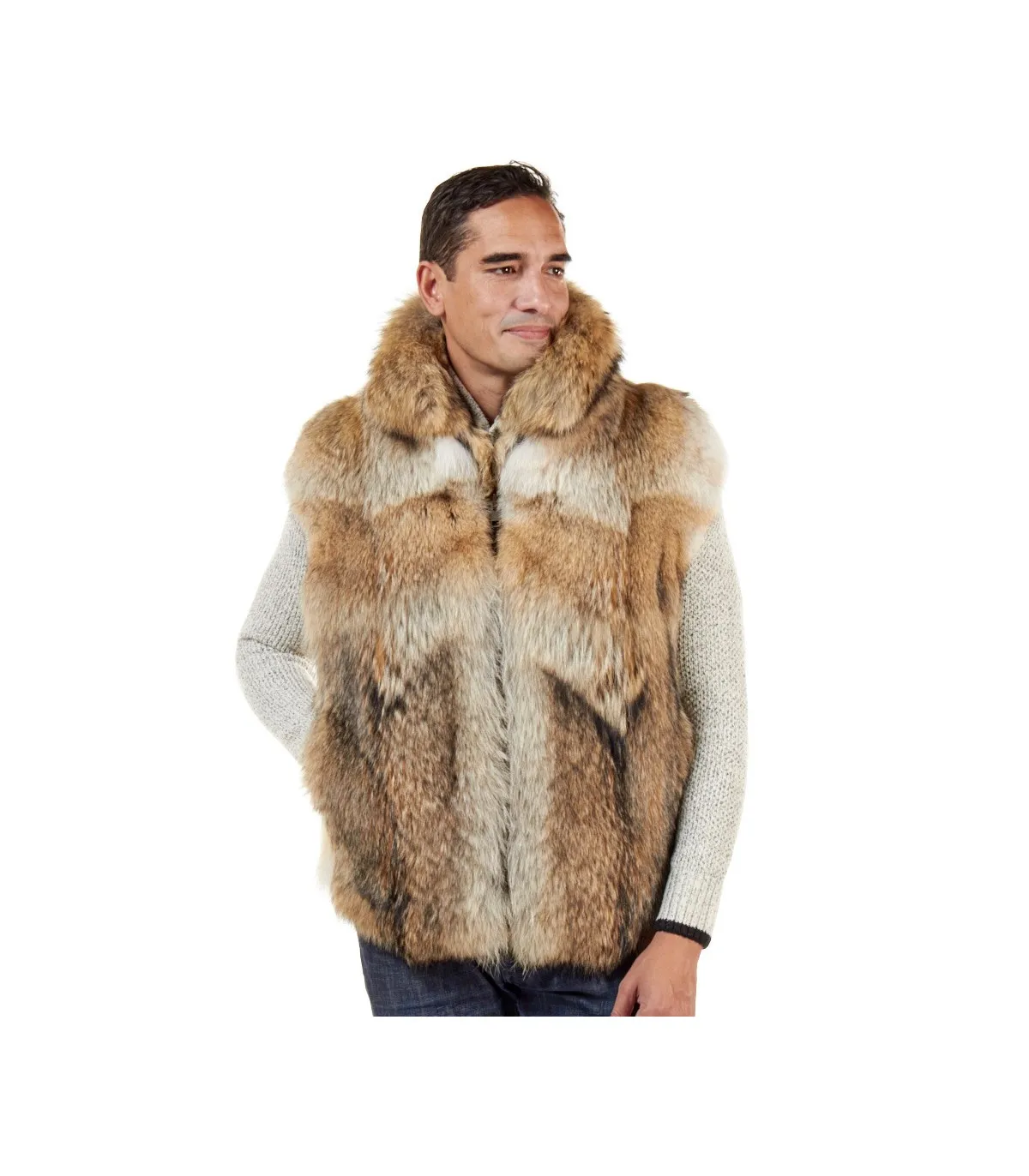 The Ethan Coyote Fur Vest for Men: FurHatWorld.com