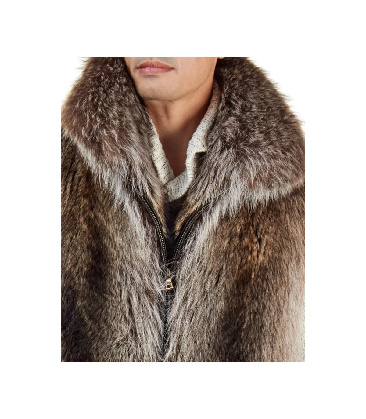 The Ethan Natural Raccoon Fur Vest for Men: FurHatWorld.com