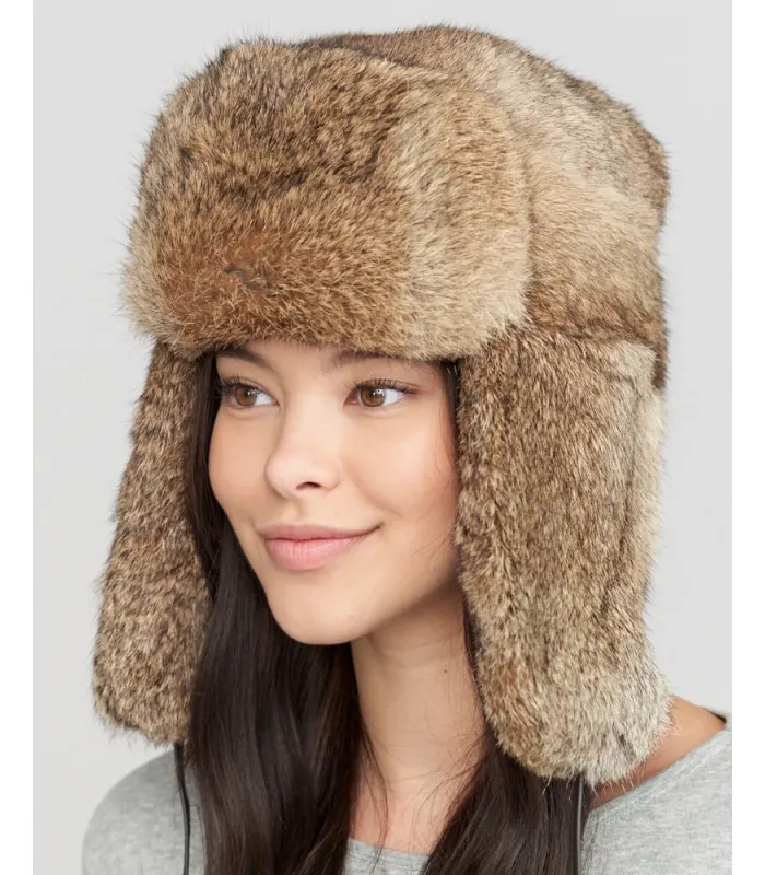 The Moscow Full Fur Rabbit Ladies Russian Hat in Brown: FurHatWorld.com