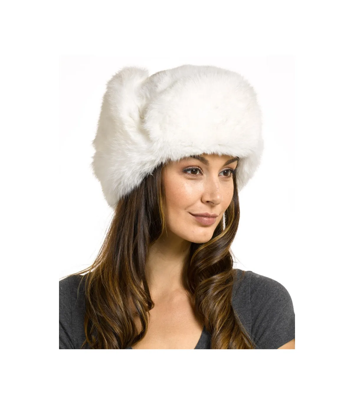 The Moscow Full Fur Rabbit Ladies Russian Hat in White: FurHatWorld.com