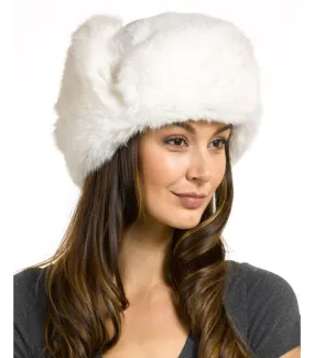 The Moscow Full Fur Rabbit Ladies Russian Hat in White: FurHatWorld.com