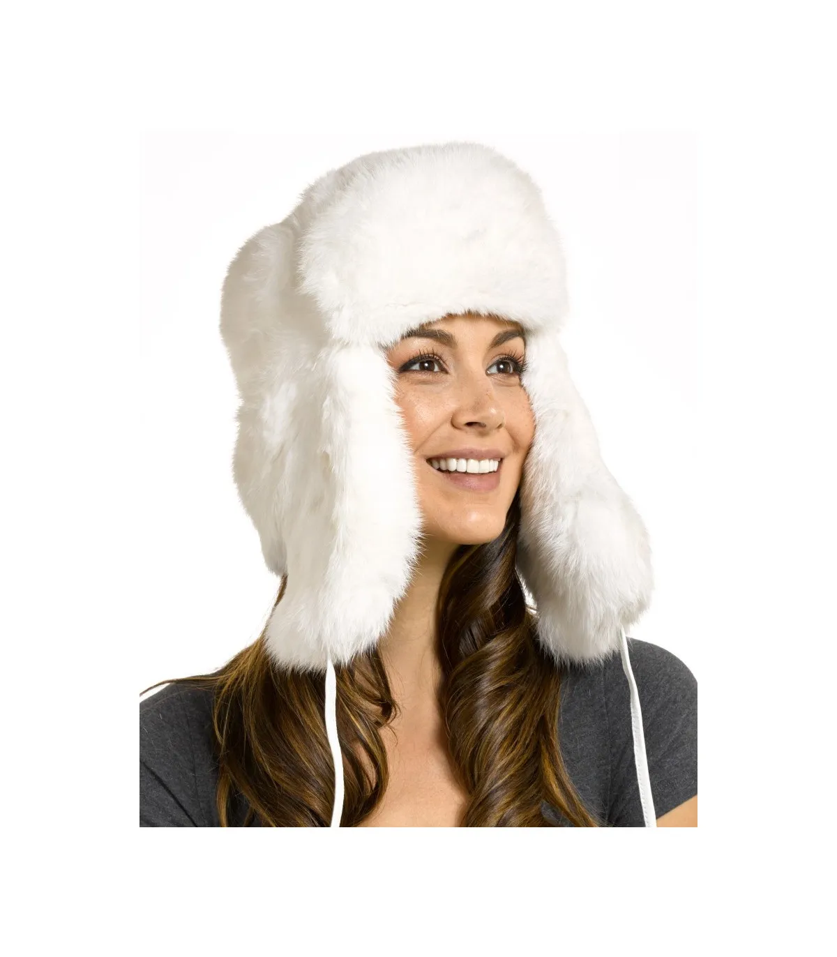 The Moscow Full Fur Rabbit Ladies Russian Hat in White: FurHatWorld.com