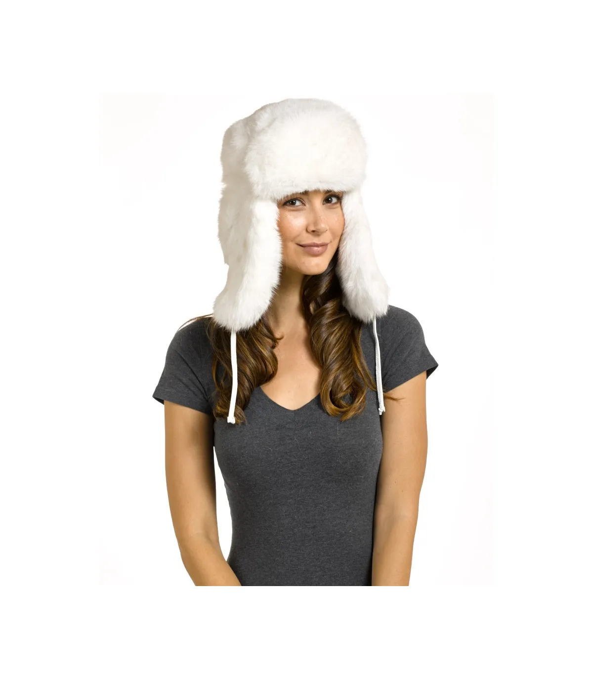 The Moscow Full Fur Rabbit Ladies Russian Hat in White: FurHatWorld.com