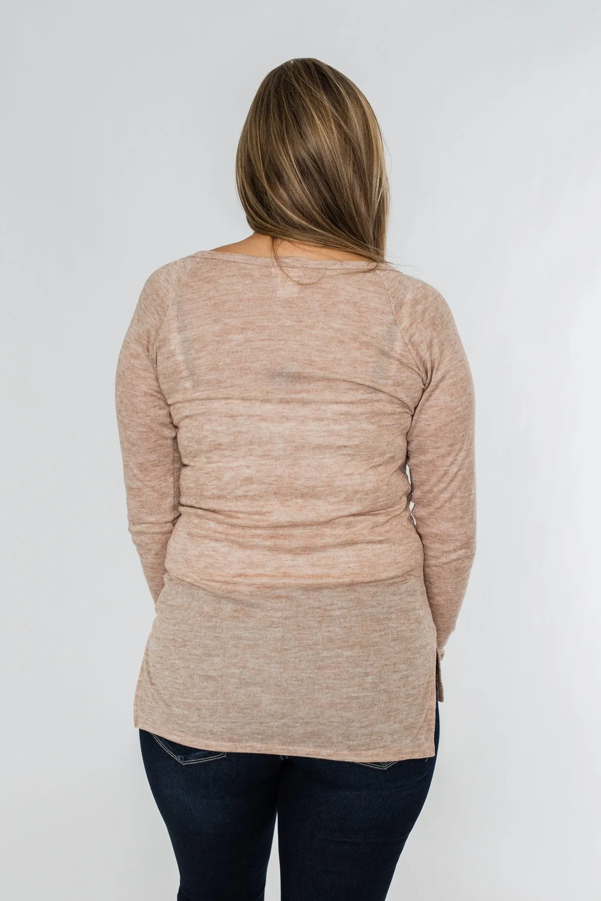 The Time Of My Life Button Henley Top- Oatmeal