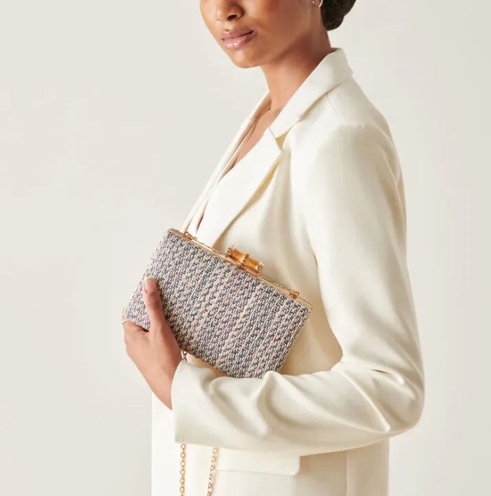 The Tweed Clutch in Blue Multi