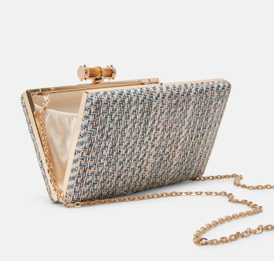 The Tweed Clutch in Blue Multi