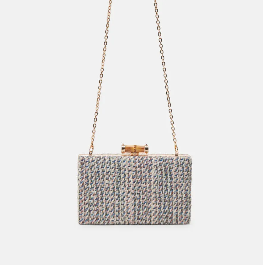 The Tweed Clutch in Blue Multi