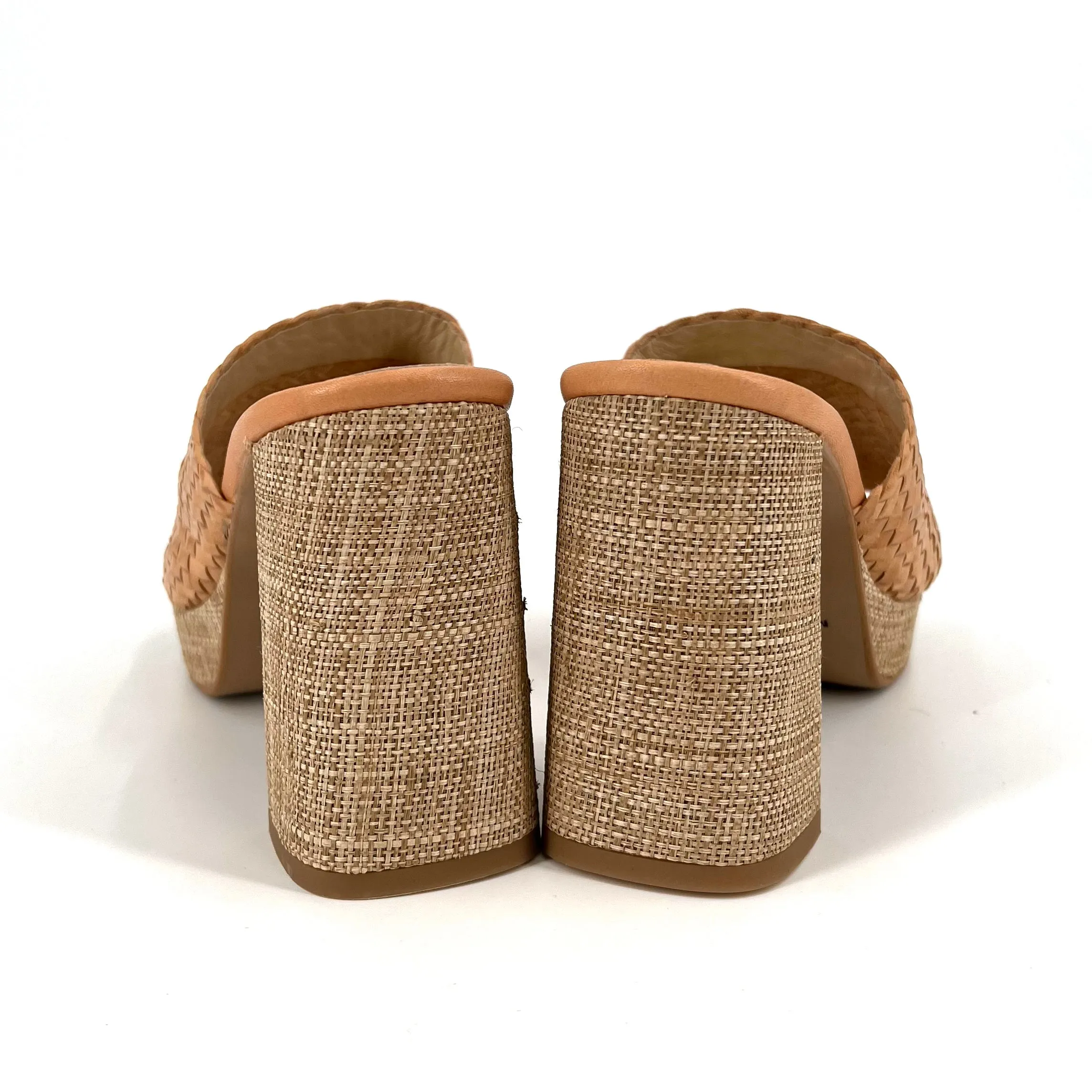 The Woven Platform Slide Sandal in Luggage