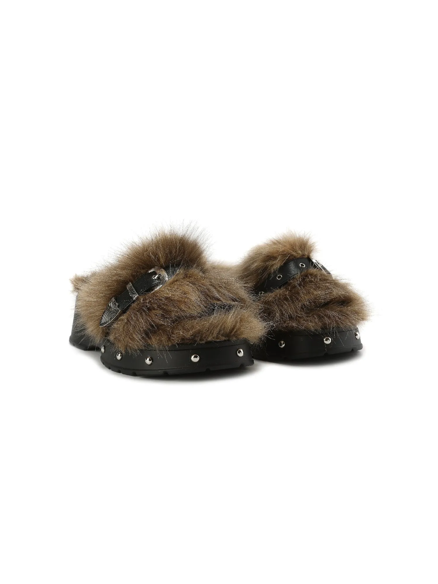 Thick-Soled Rivet Fur Sandal