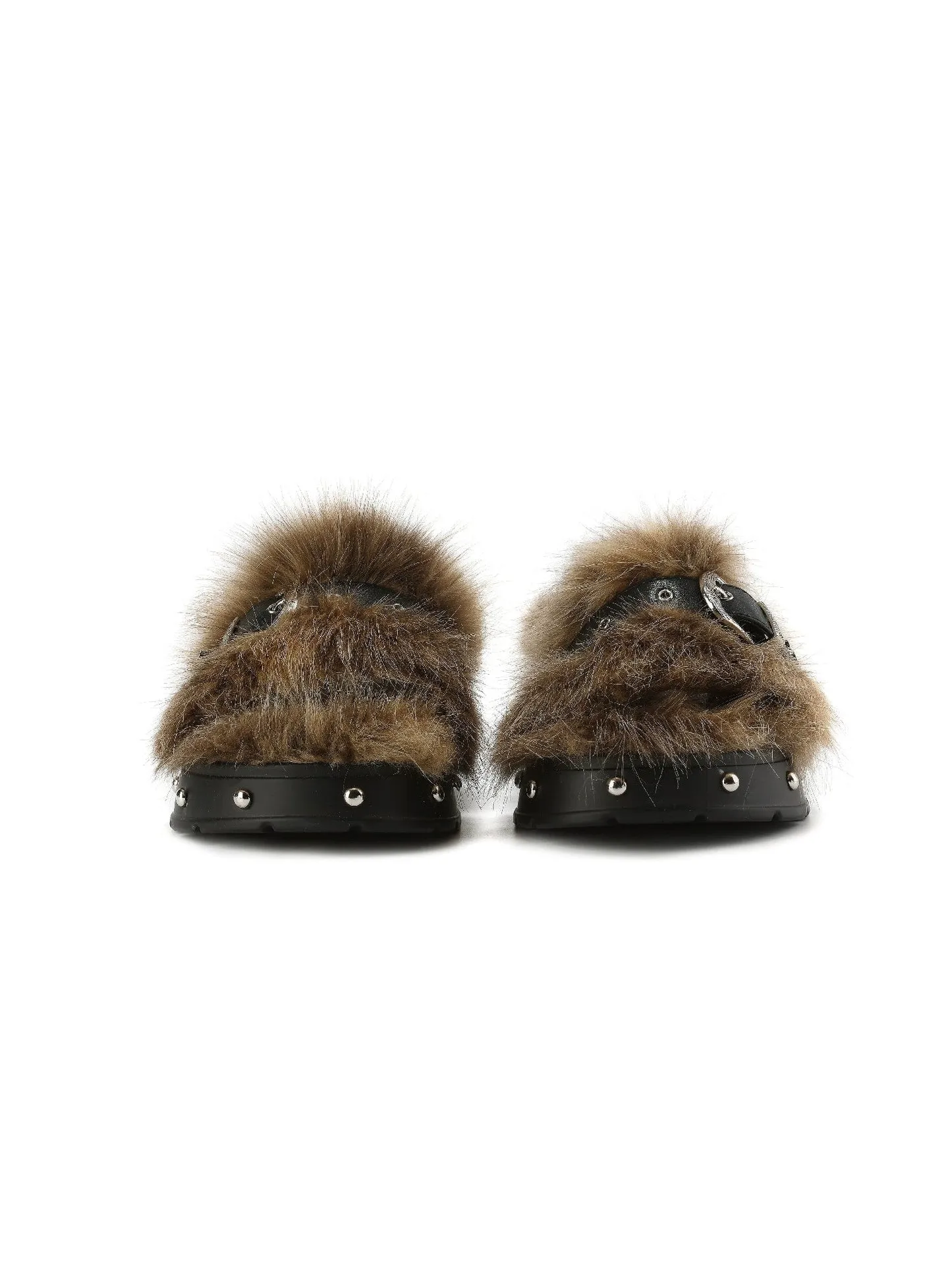 Thick-Soled Rivet Fur Sandal