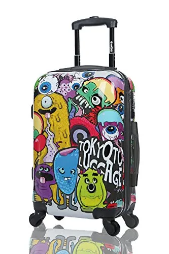 Tokyoto Luggage Carry-On Trolley Cabin Suitcase Travel Bag - Monsters&Zombies (Trolley + Charger)