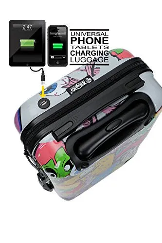 Tokyoto Luggage Carry-On Trolley Cabin Suitcase Travel Bag - Monsters&Zombies (Trolley + Charger)