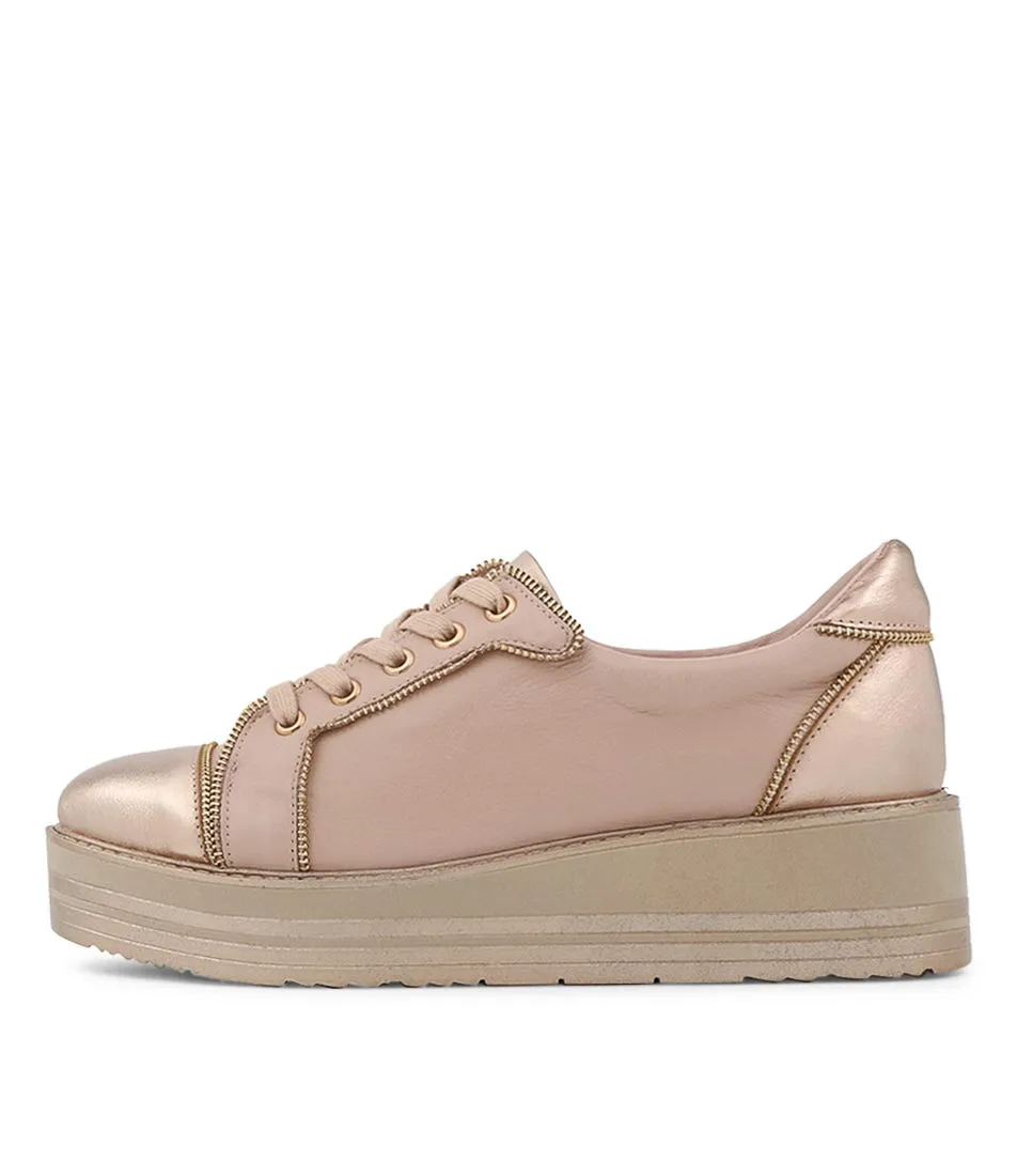 TOP END Sausy Pale Rose Gold Rose Leather Sneakers