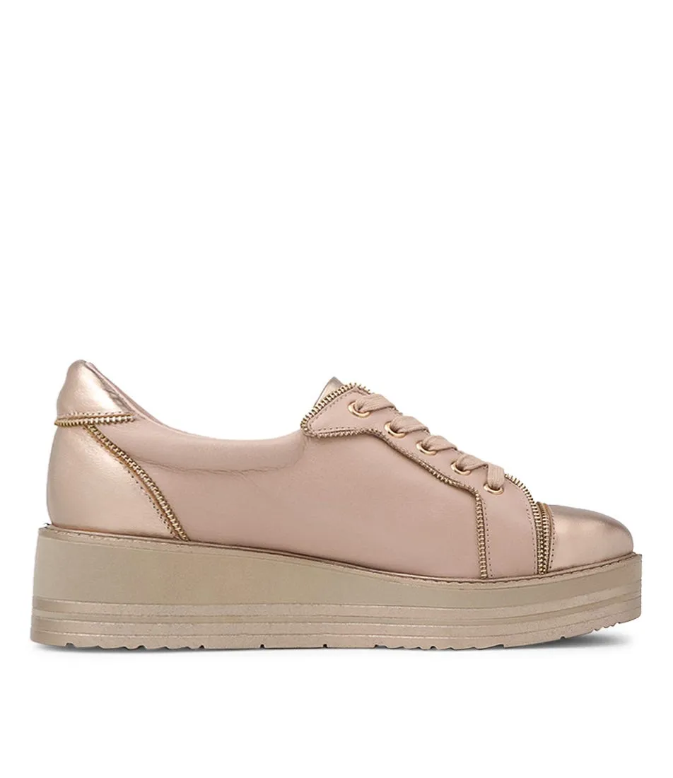 TOP END Sausy Pale Rose Gold Rose Leather Sneakers