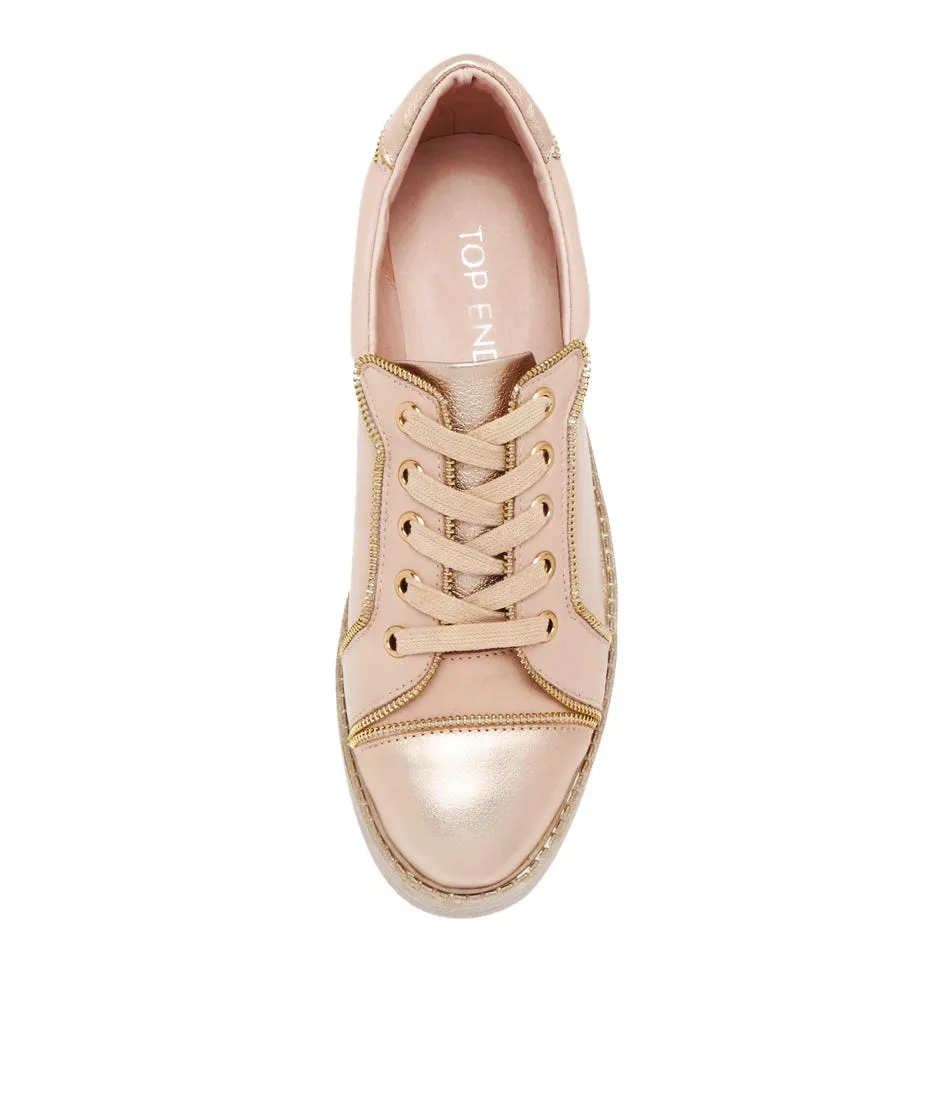 TOP END Sausy Pale Rose Gold Rose Leather Sneakers