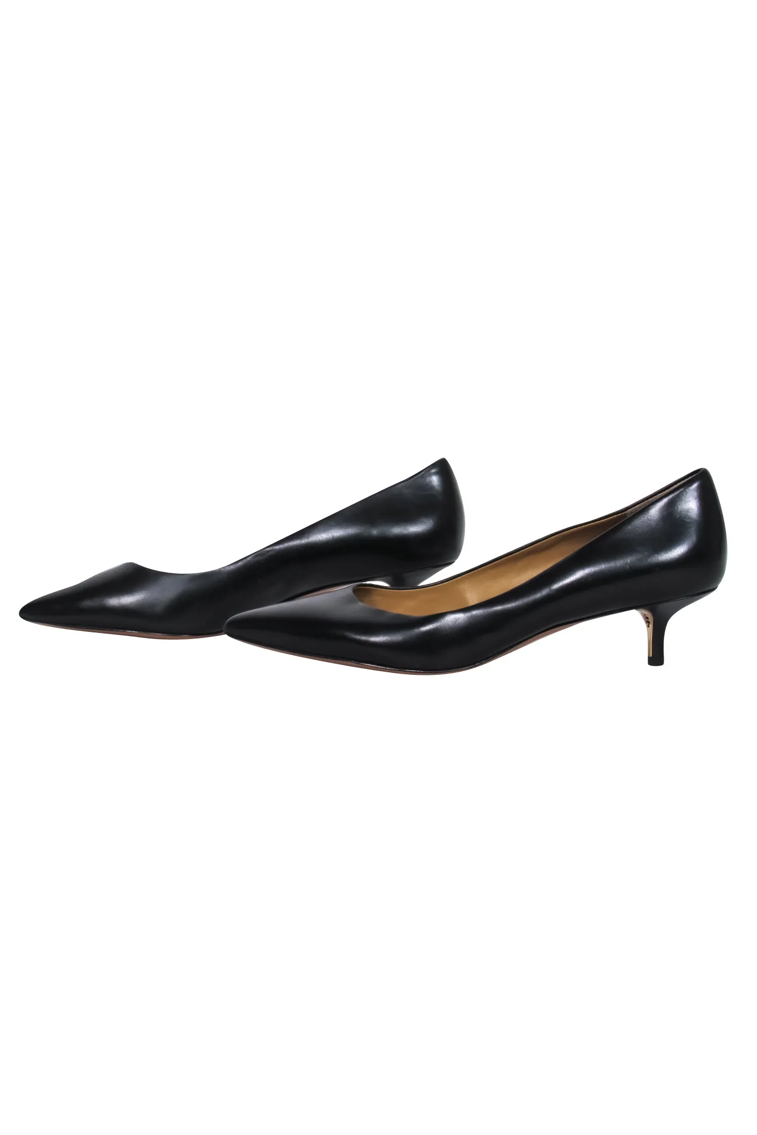 Tory Burch - Black Leather Pointed Toe Kitten Heel Pumps Sz 9.5