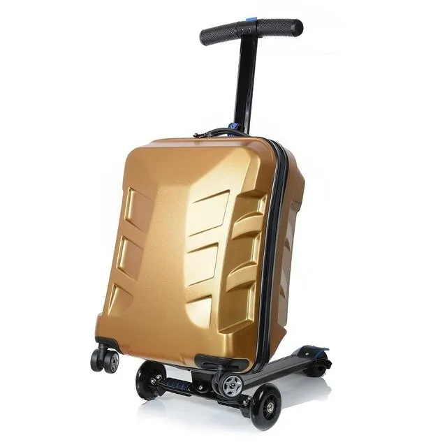 Travel Tale 100% Pc Personality Cool Scooter Suitcase Carry On Spinner Wheel Multi-Function