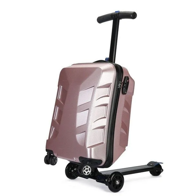 Travel Tale 100% Pc Personality Cool Scooter Suitcase Carry On Spinner Wheel Multi-Function