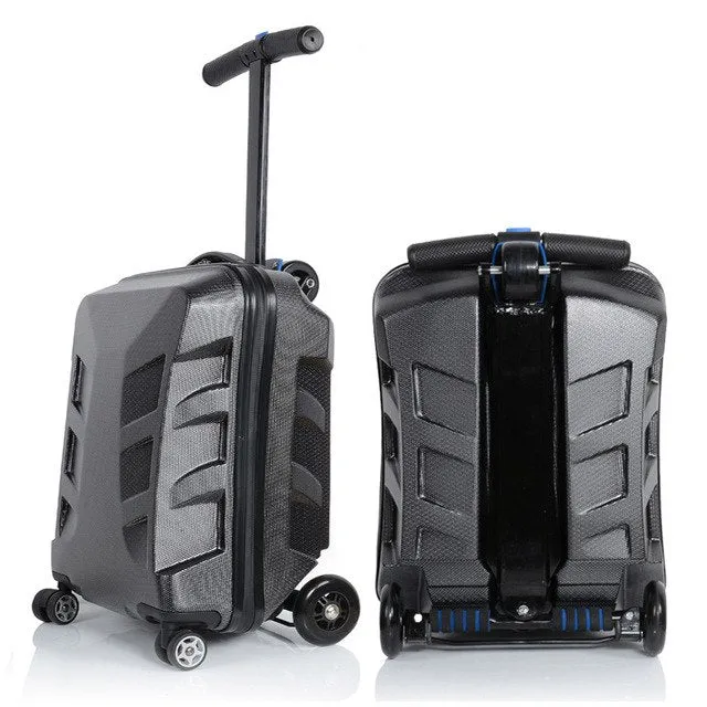 Travel Tale 100% Pc Personality Cool Scooter Suitcase Carry On Spinner Wheel Multi-Function