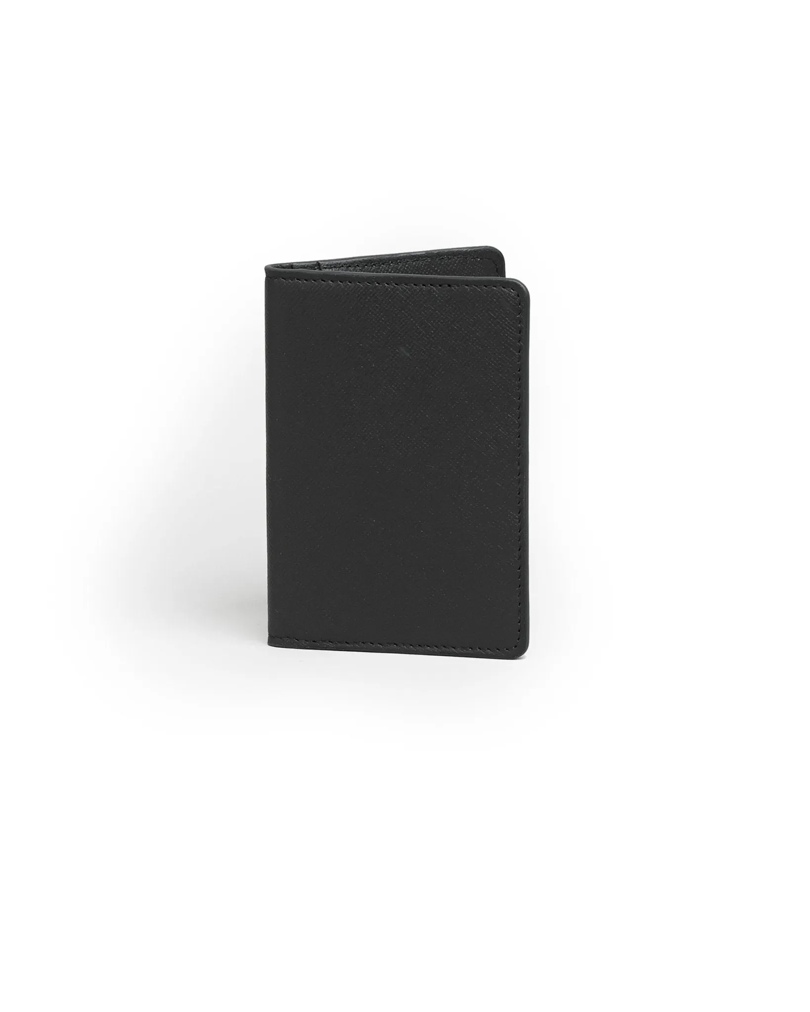 Trunk Saffiano Leather Bifold Cardholder: Charcoal