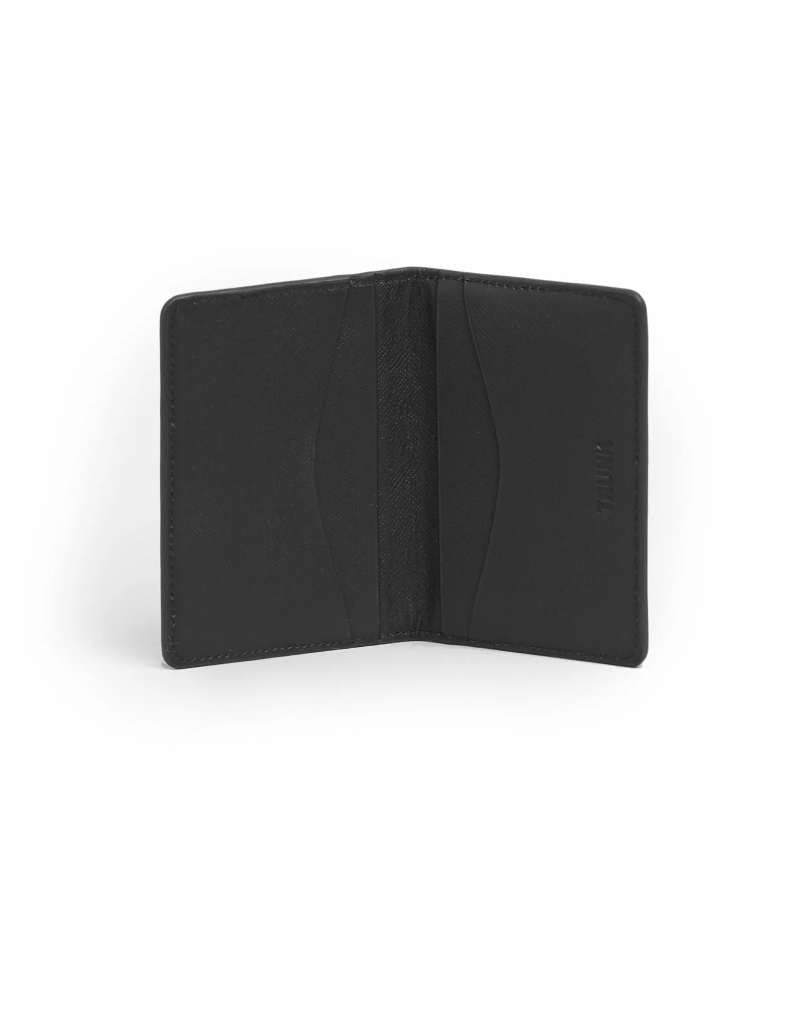 Trunk Saffiano Leather Bifold Cardholder: Charcoal