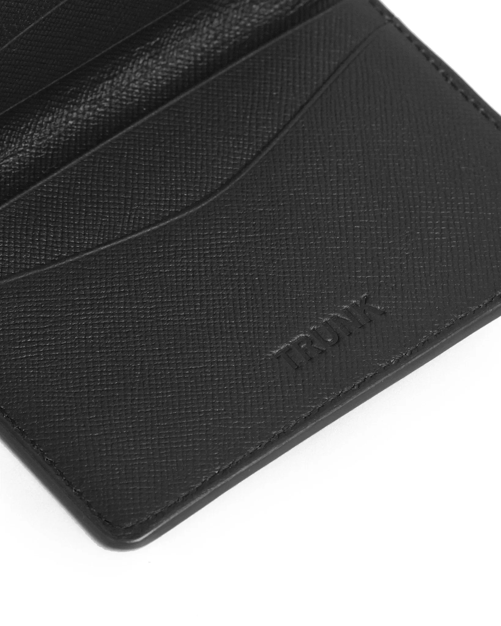 Trunk Saffiano Leather Bifold Cardholder: Charcoal