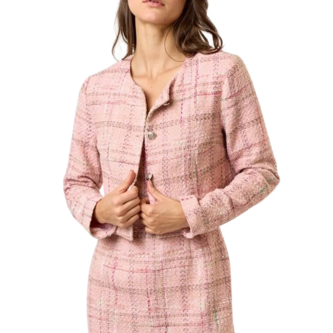 TWEED CROPPED JACKET PINK