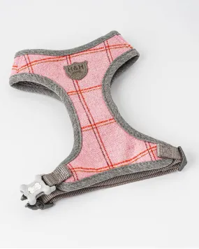 Tweed Dog Harness - Pink Checked