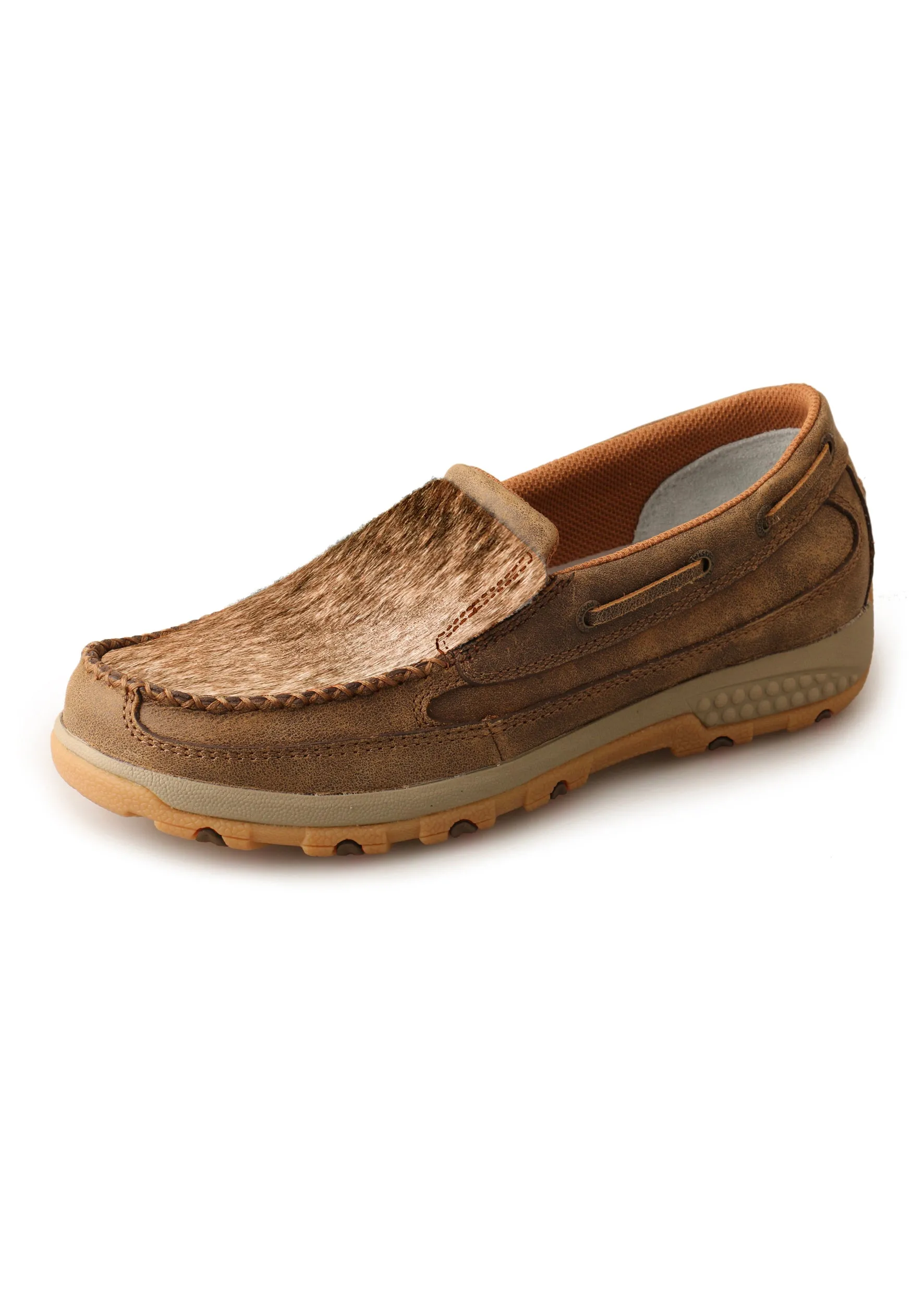 Twisted X Ladies Cow Fur Cell Stretch Slip On Moc - TCWXC0019