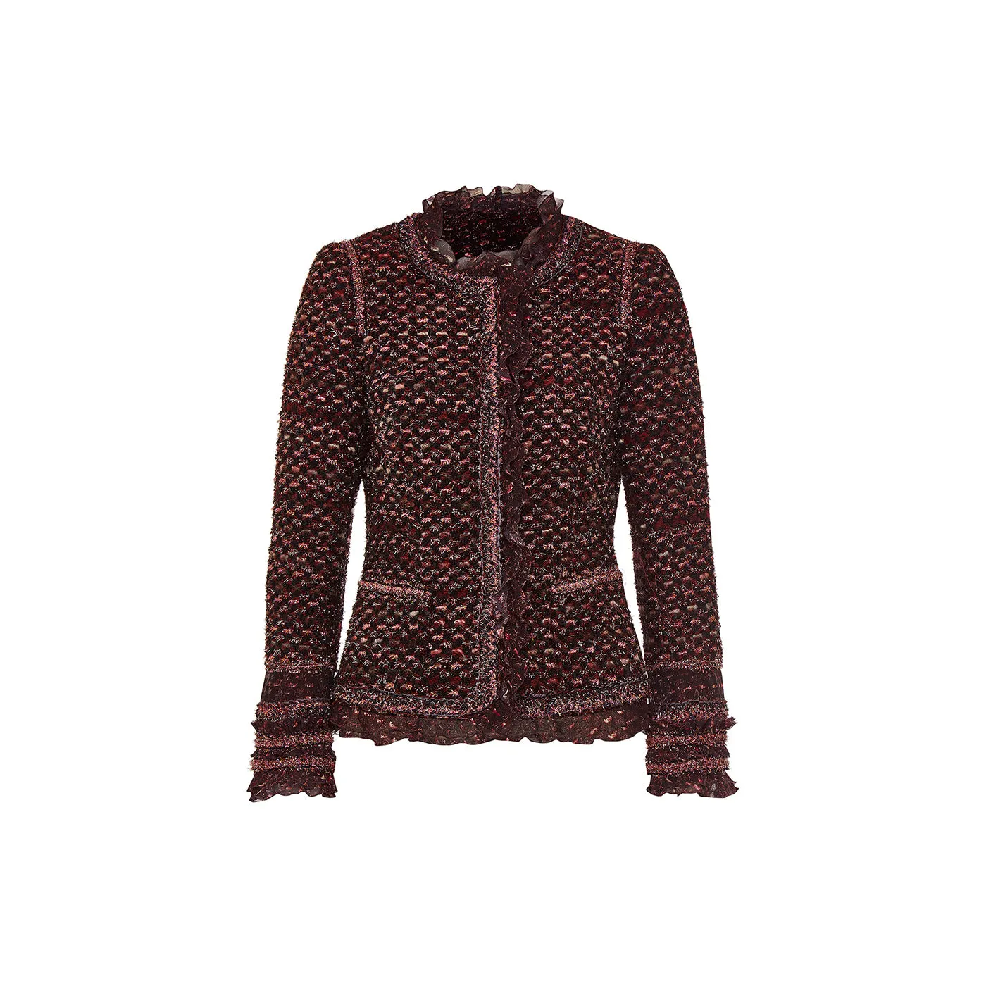 Typical Maison Common Signature Tweed Jacket Bordeaux