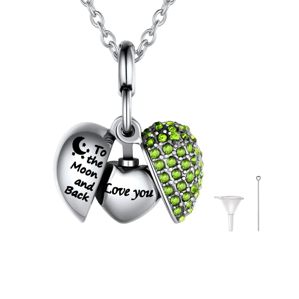 U7 Jewelry Heart Shape Birthstone Urn Memorial Necklace For Ashes