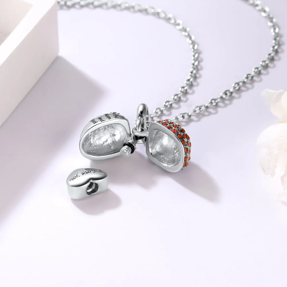 U7 Jewelry Heart Shape Birthstone Urn Memorial Necklace For Ashes