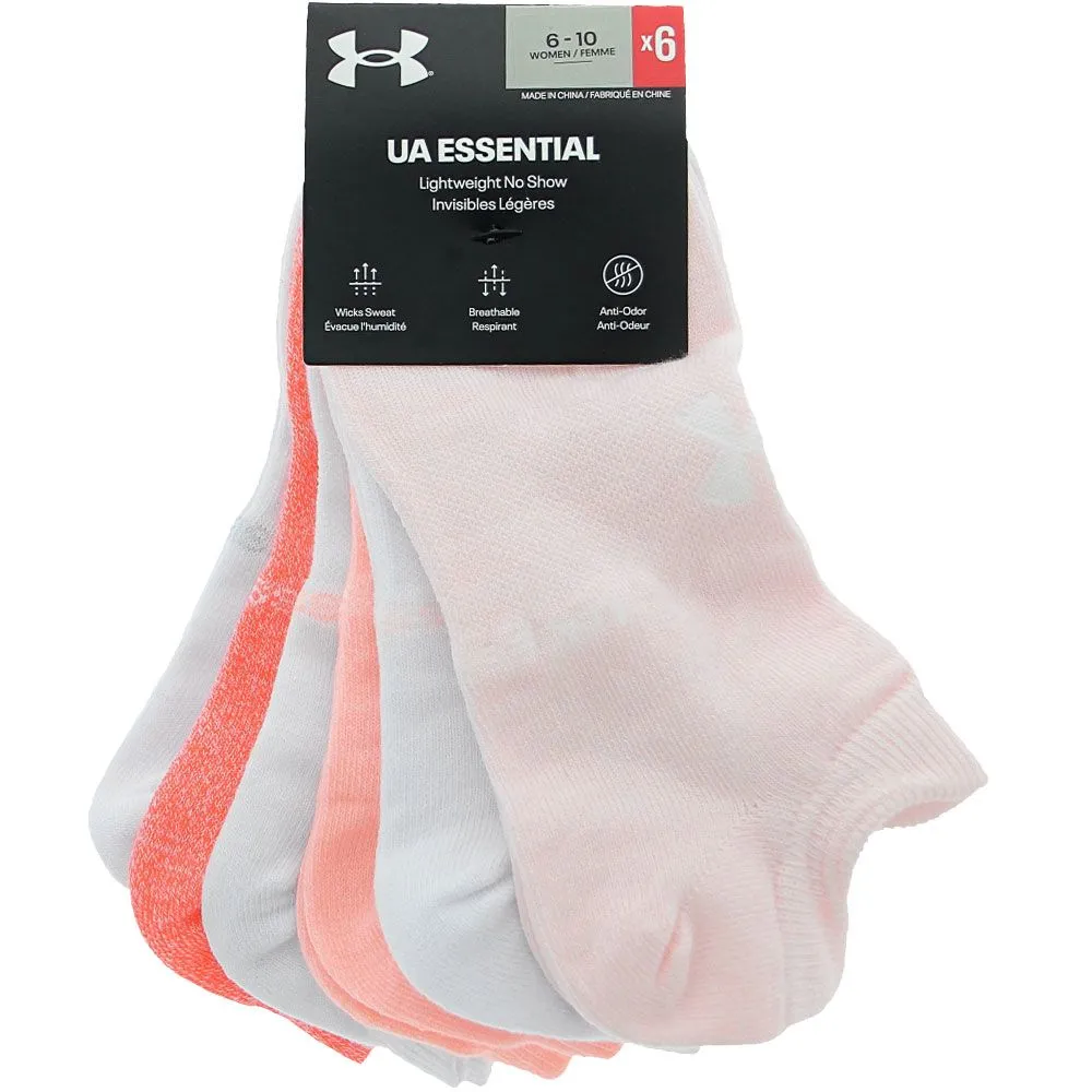 Under Armour Womens Essentials 6pk No Show Socks